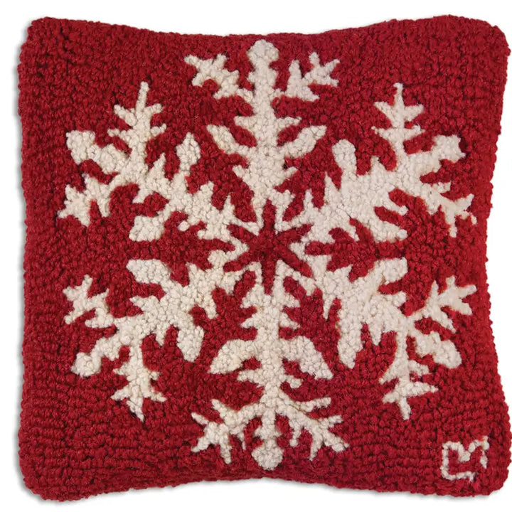 Snowflake pillow in red